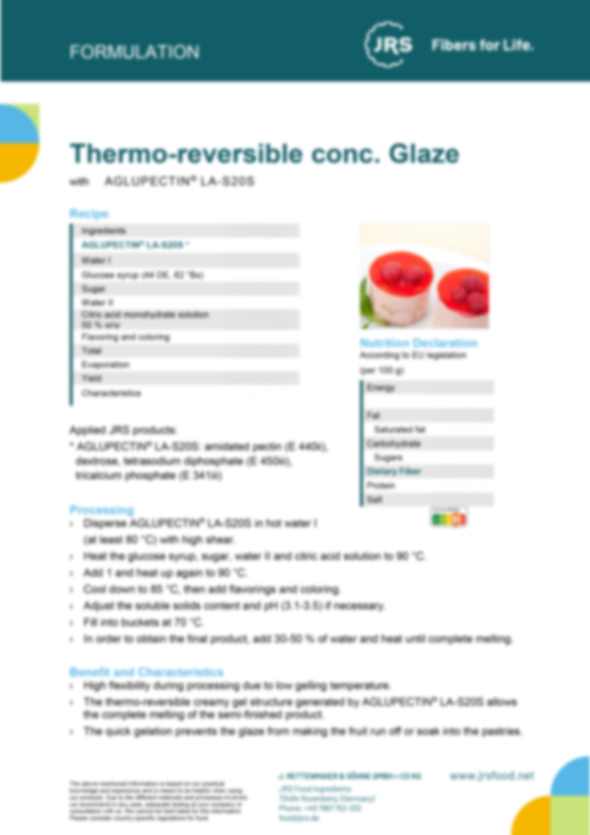 Thermo-reversible conc. Glasur