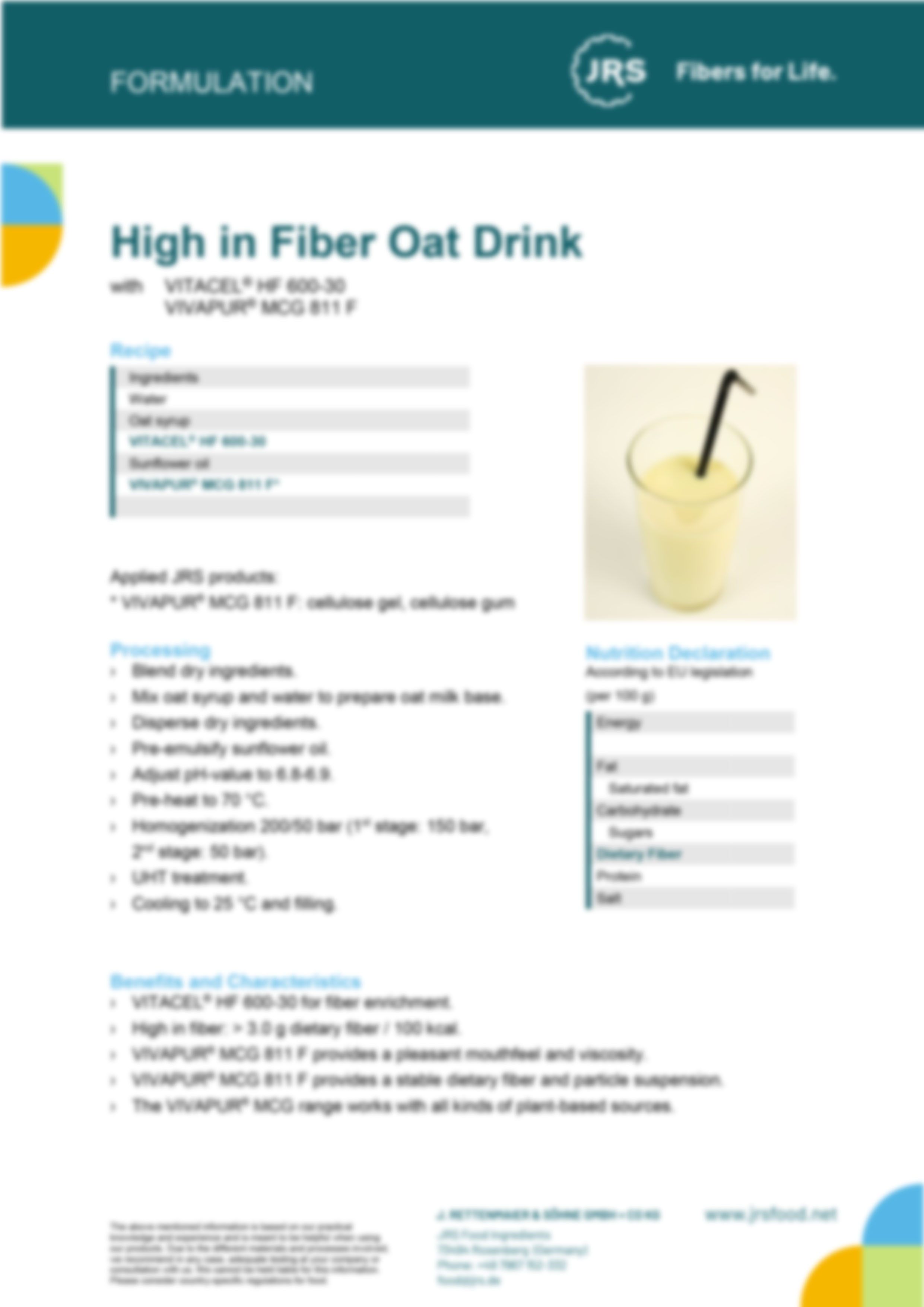 High in Fiber Oat Beverages