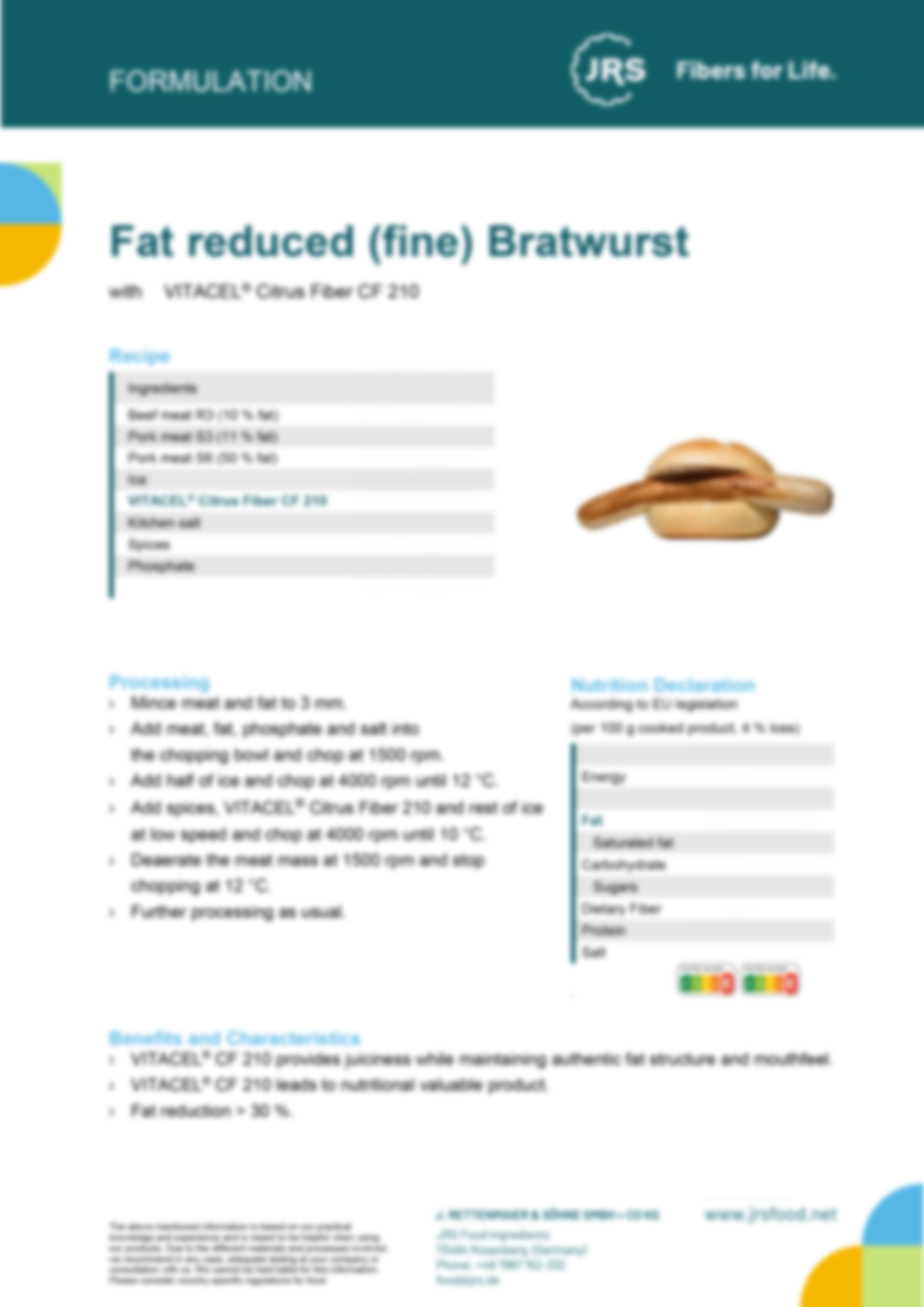 Fettreduzierte Bratwurst
