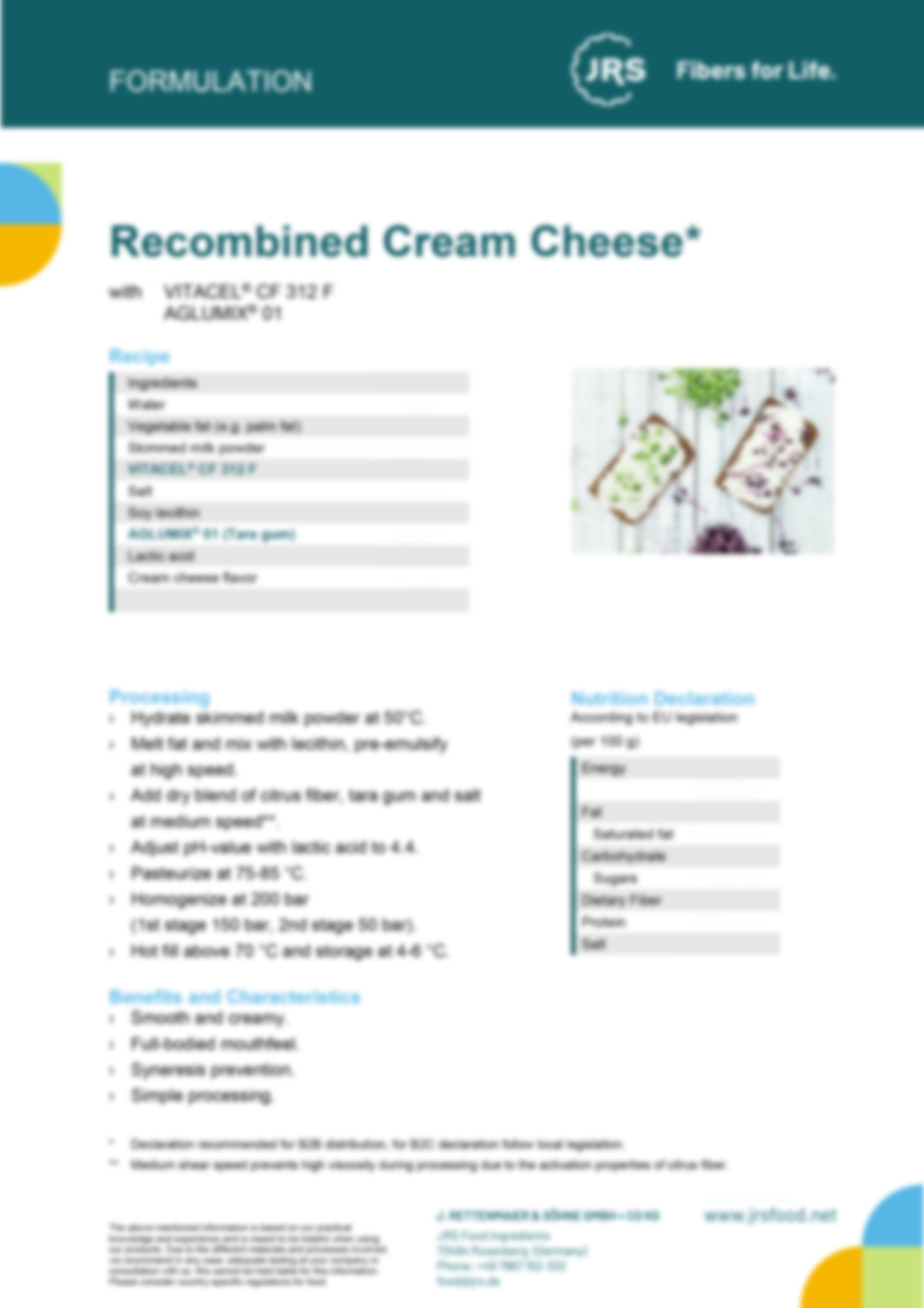Rekombinierter Frischkäse