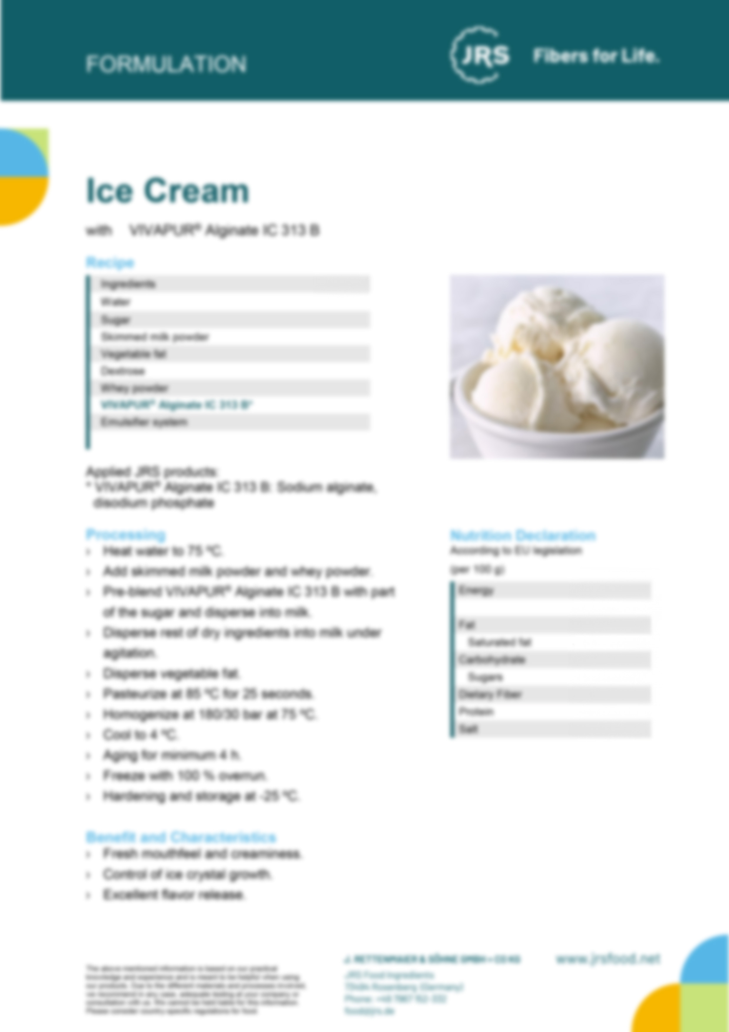 Eis mit Alginate